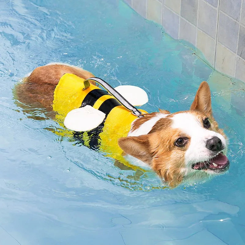 Cute Dog Life Jacket – Adjustable Safety Swim Vest with Grab Handle